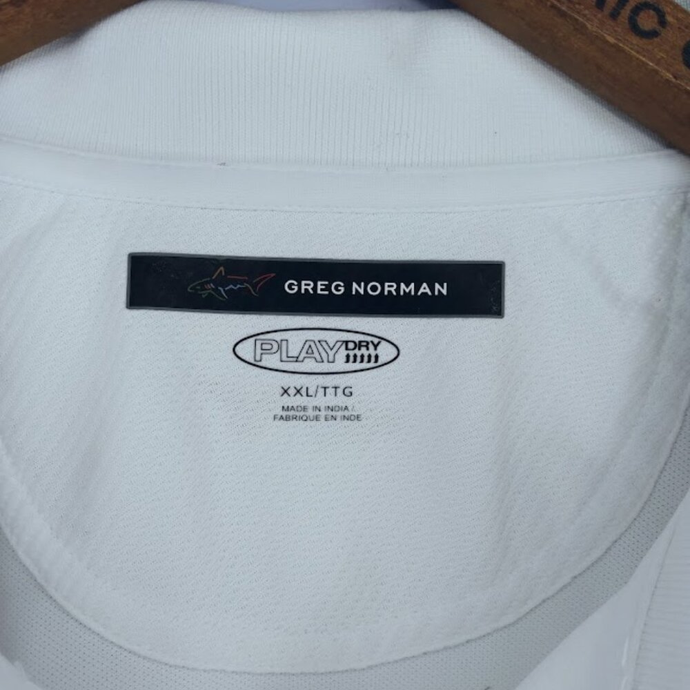 Greg Norman Golf Polo Shirt Mens XXL White Logo Play Dry Tech Performance NWT - Picture 5 of 12
